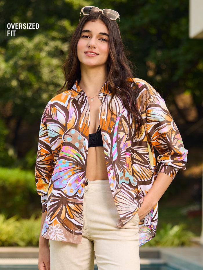 TSS Originals: Floral Mirage Women Oversized Shirts