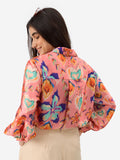 Satin Shirt: Floral Ink Women Relaxed Shirts