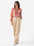 Satin Shirt: Floral Ink Women Relaxed Shirts