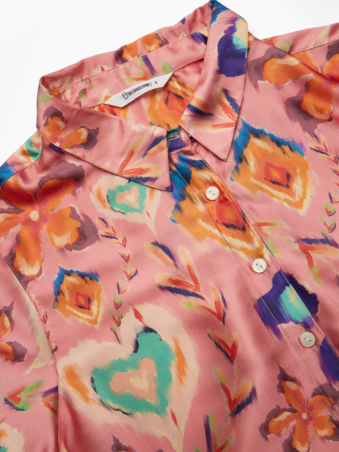 Satin Shirt: Floral Ink Women Relaxed Shirts