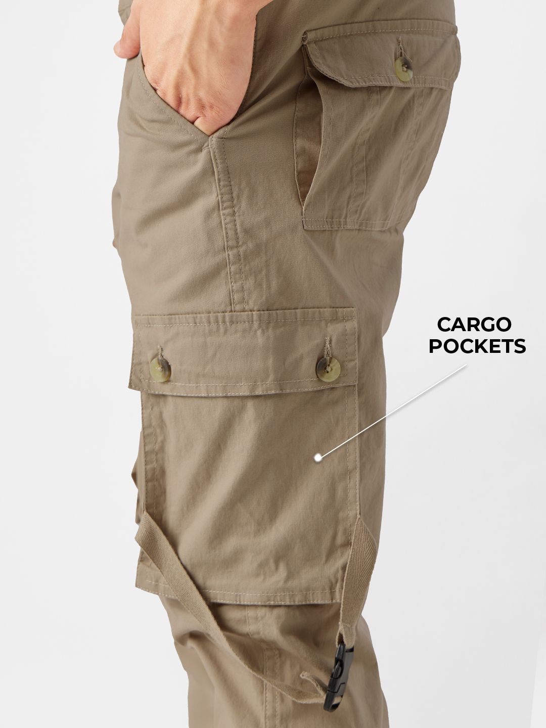 Solids: Beige Men Cargo Joggers