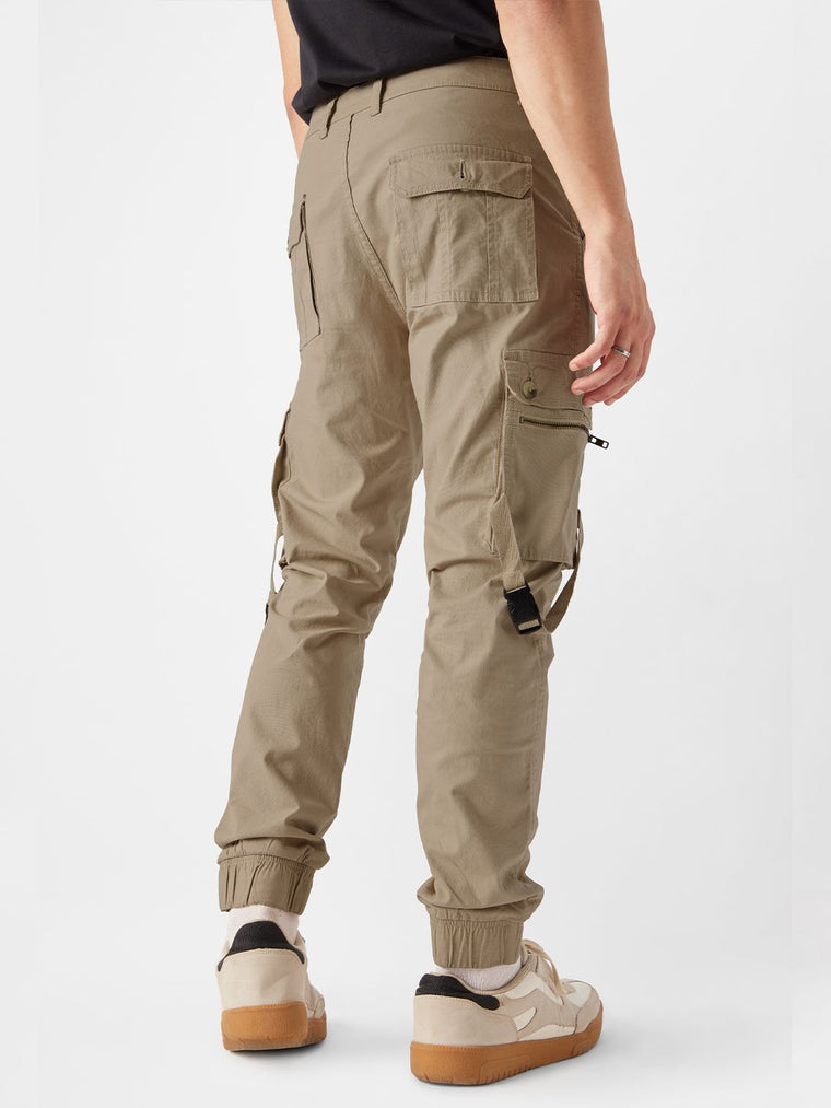 Solids: Beige Men Cargo Joggers