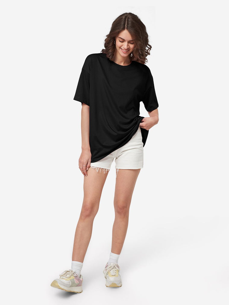 Street Solids: Black Women Oversized T-Shirts