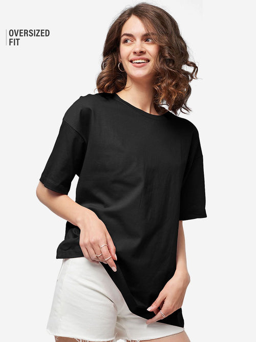 Street Solids: Black Women Oversized T-Shirts