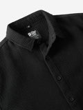 Solids: Midnight Black Men Textured Shirts