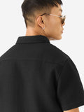 Solids: Midnight Black Men Textured Shirts