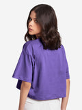 Street Solids: Purple Women Oversized Cropped T-Shirts