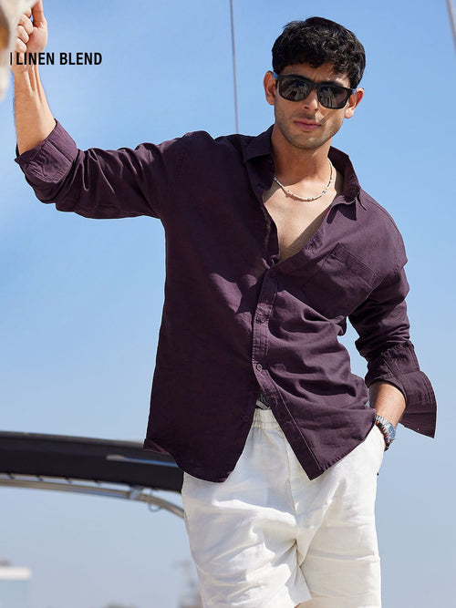 Cotton Linen: Berry Cotton Linen Shirts