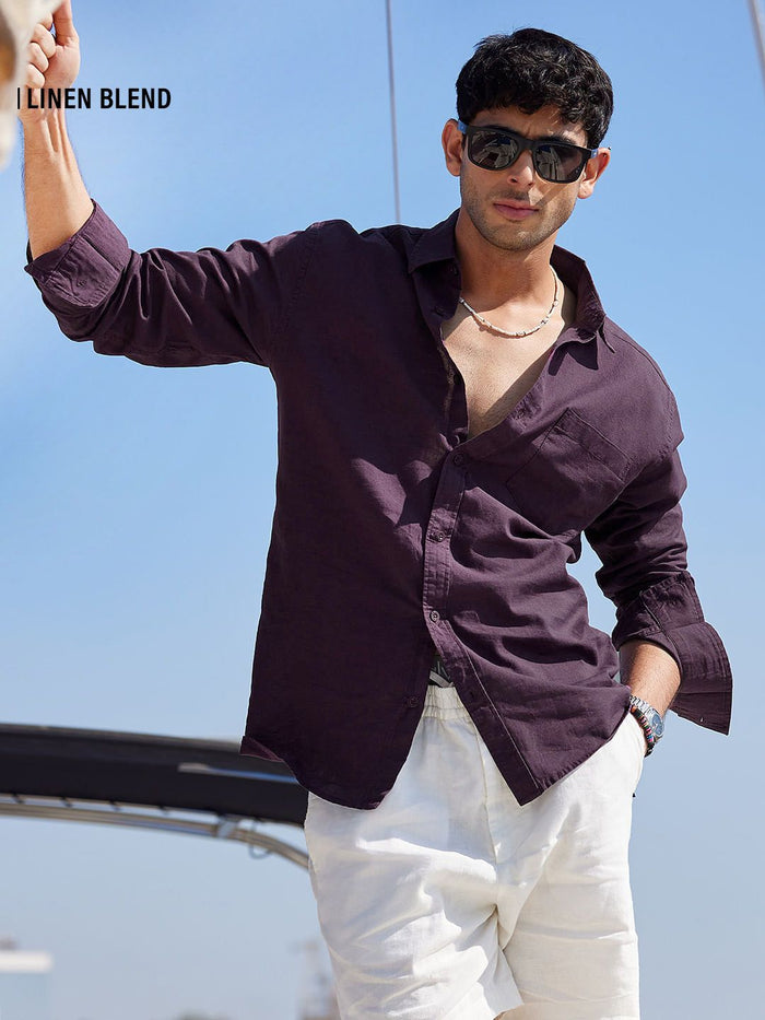 Cotton Linen: Berry Cotton Linen Shirts