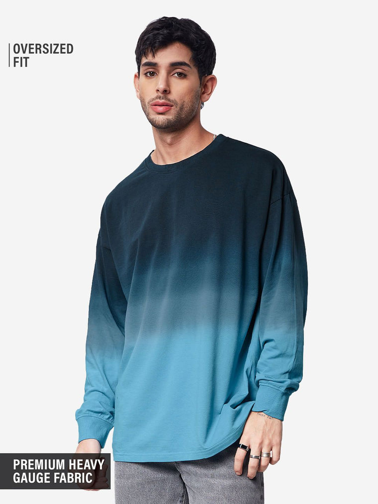 Tie-Dye: Blue Topaz Oversized Full Sleeve T-Shirts