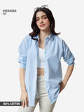 Stripe Shirt: Blue Women Oversized Shirts