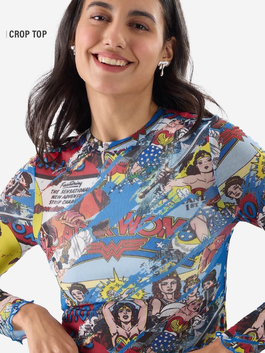 Wonder Woman: Comic Pattern Women Knit Tops