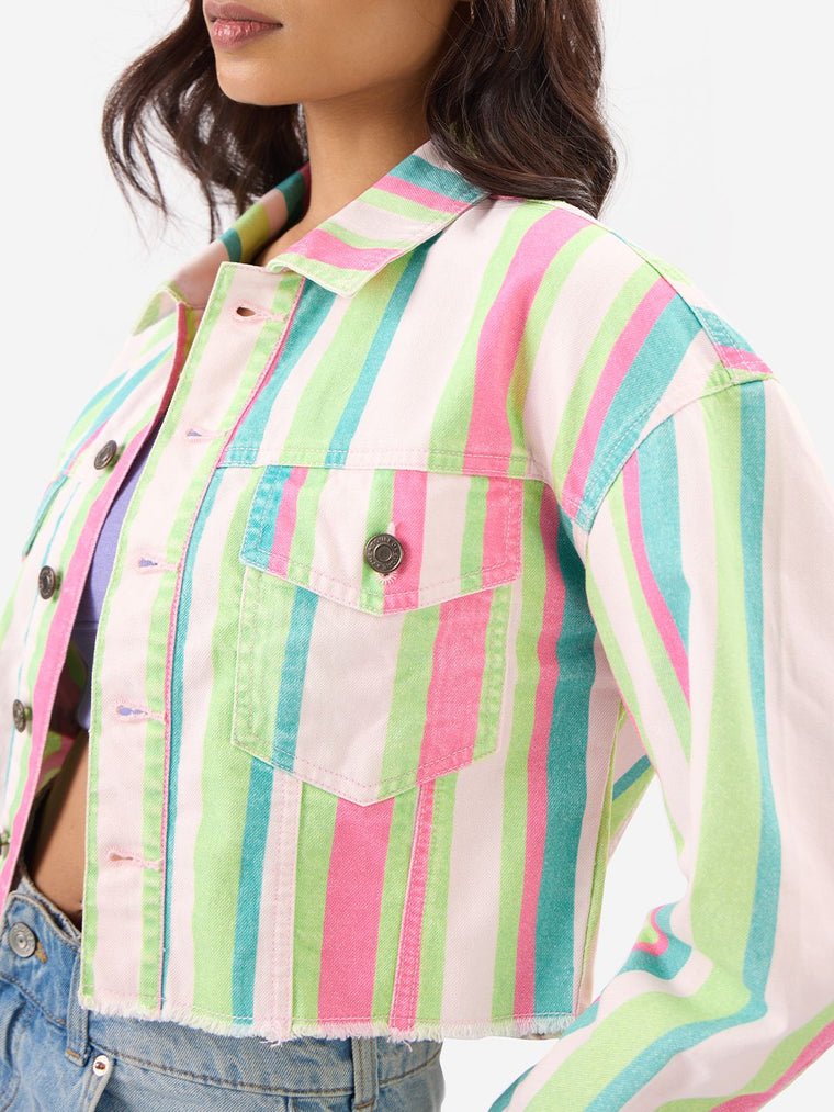 TSS Originals: Blossom Stripes Women Denim Jackets