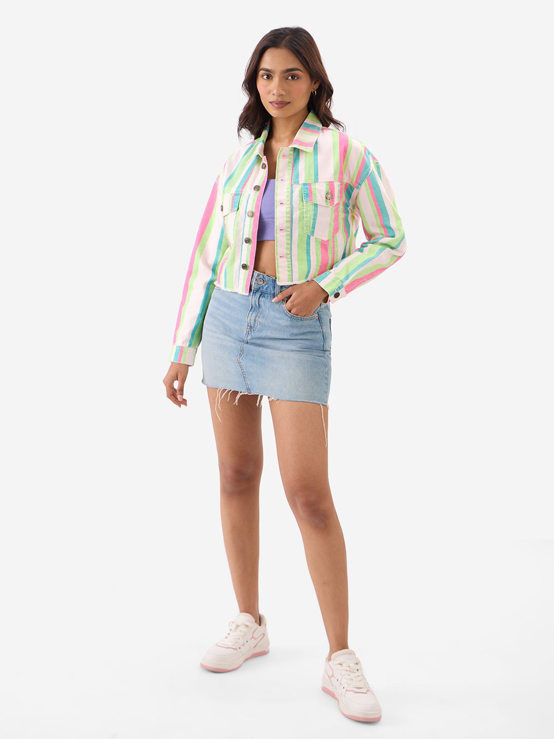 TSS Originals: Blossom Stripes Women Denim Jackets