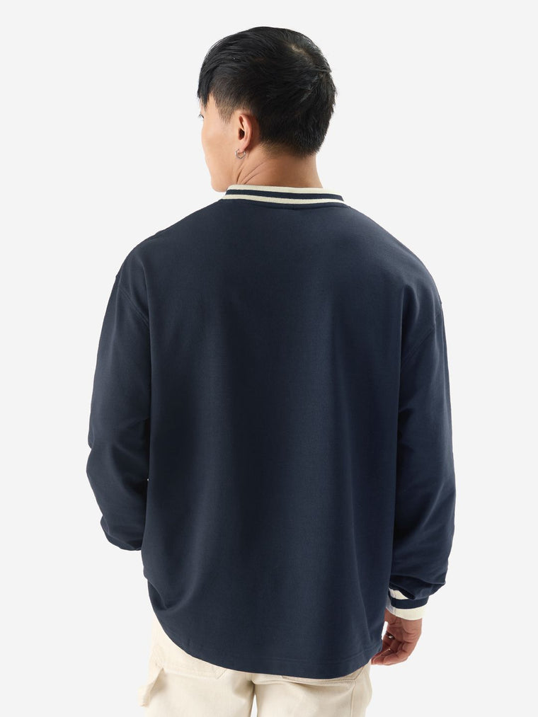 Solids: Navy Oversized Full Sleeve T-Shirts