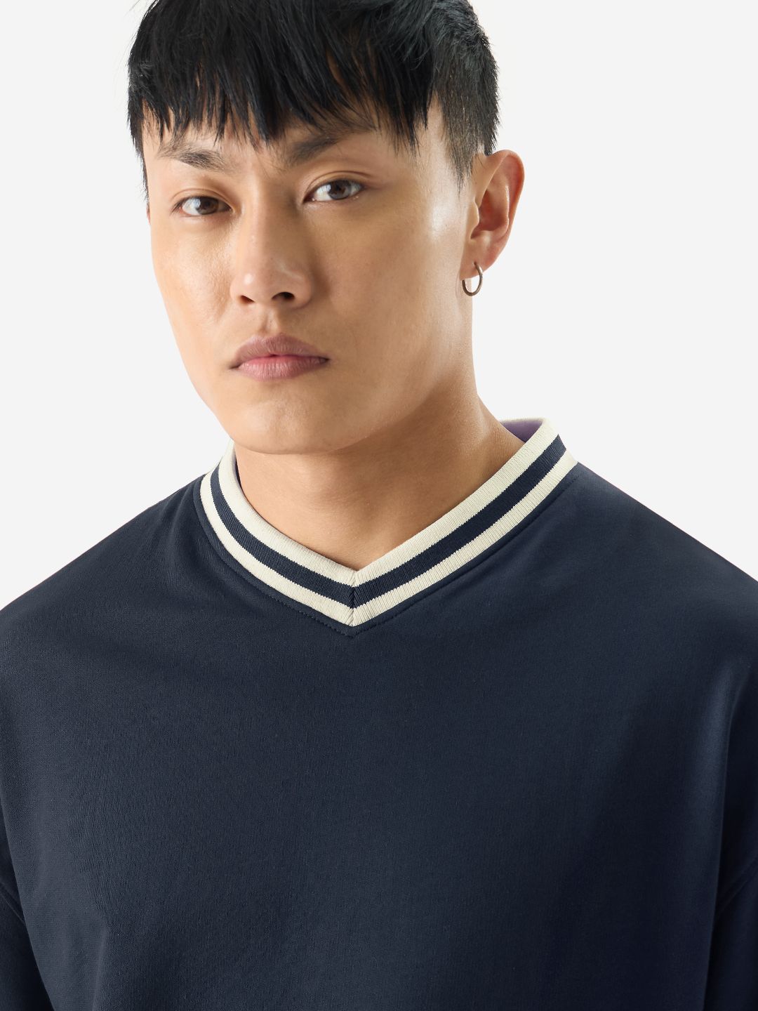 Solids: Navy Oversized Full Sleeve T-Shirts