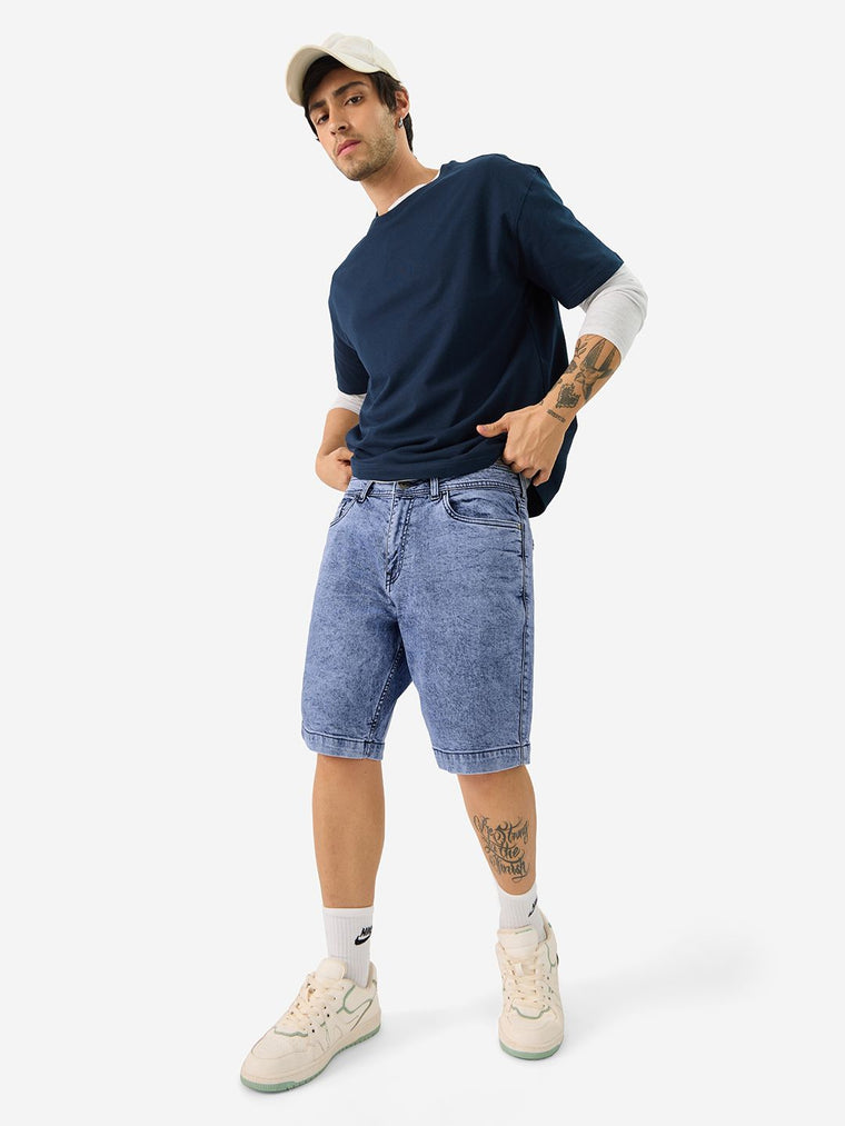 Denim: Blue Cloud Men Denim Shorts