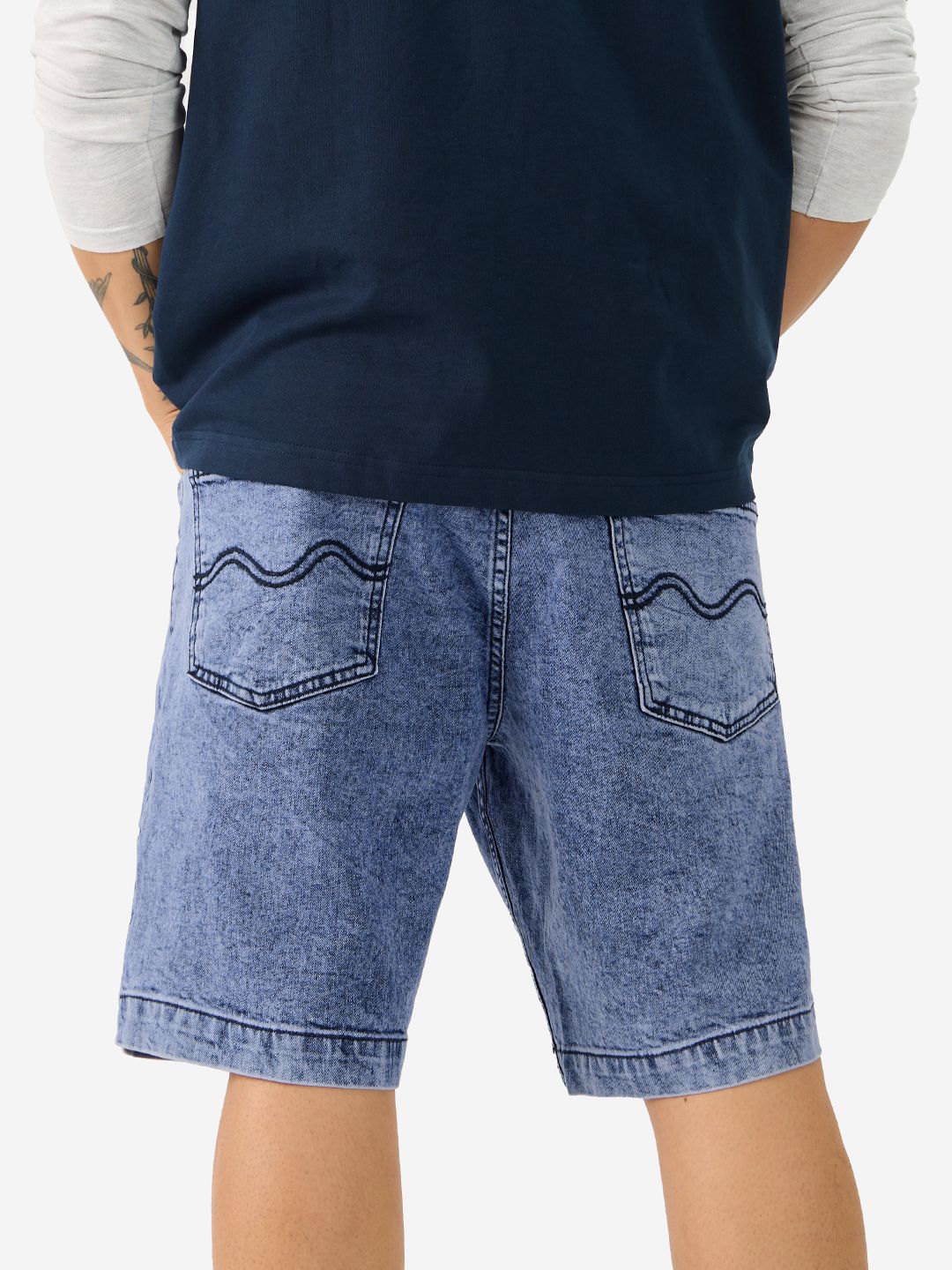 Denim: Blue Cloud Men Denim Shorts
