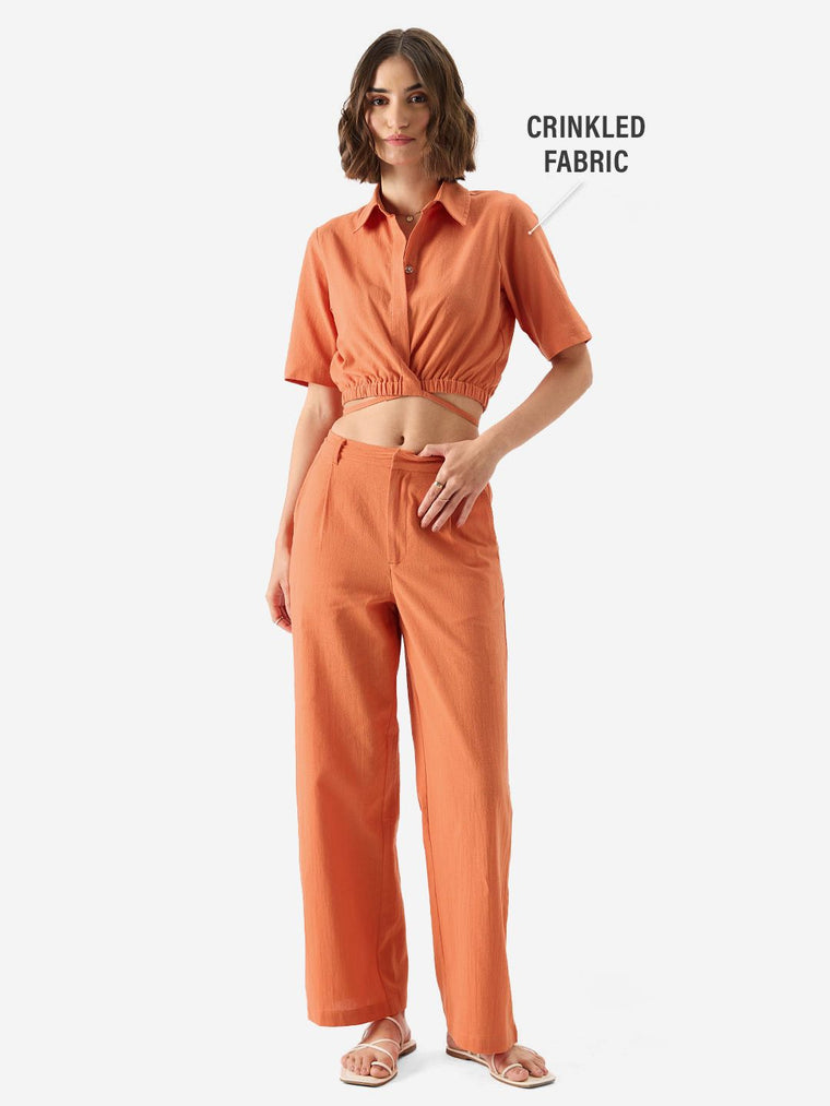 Solids: Rust Women Cropped Shirts