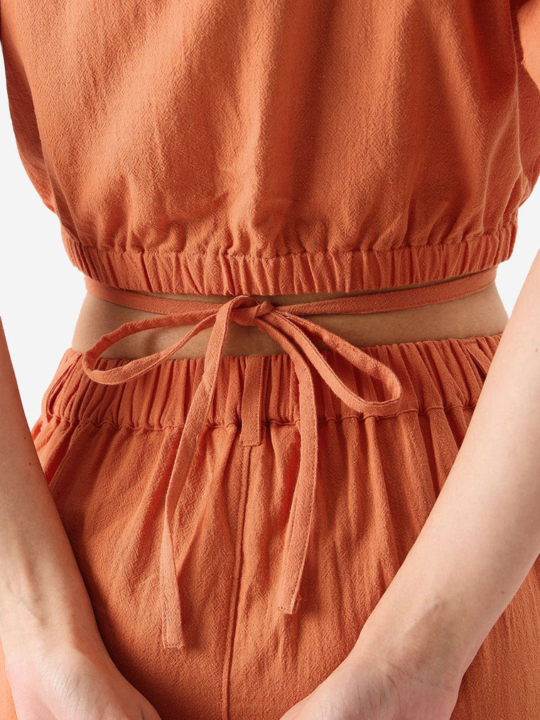 Solids: Rust Women Cropped Shirts