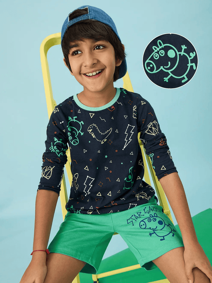 Peppa Pig: Space Explorer Boys Cotton Full Sleeve T-Shirts (2-8 Yrs)