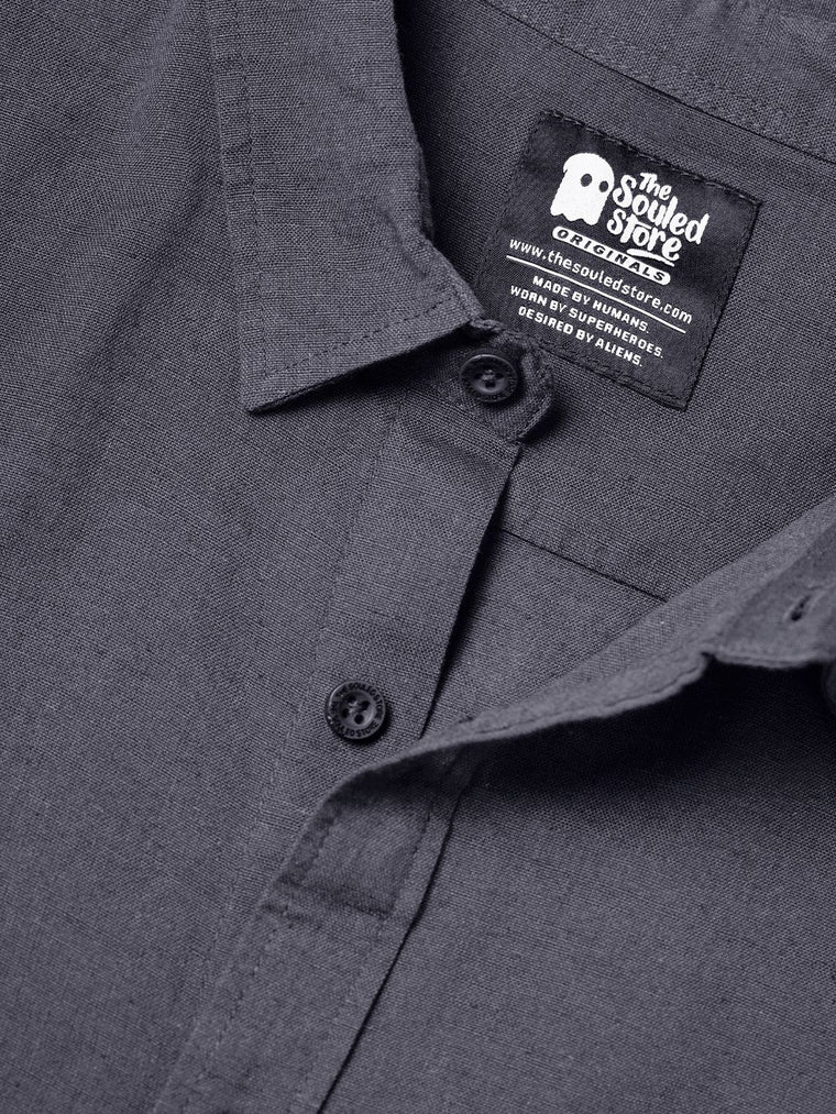 Cotton Linen: Dark Grey Cotton Linen Shirts