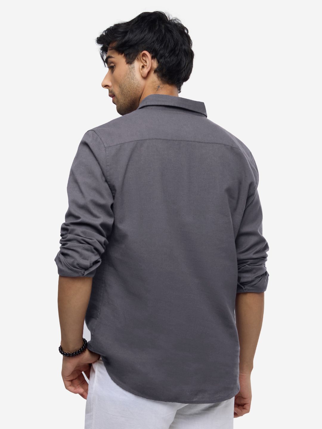Cotton Linen: Dark Grey Cotton Linen Shirts