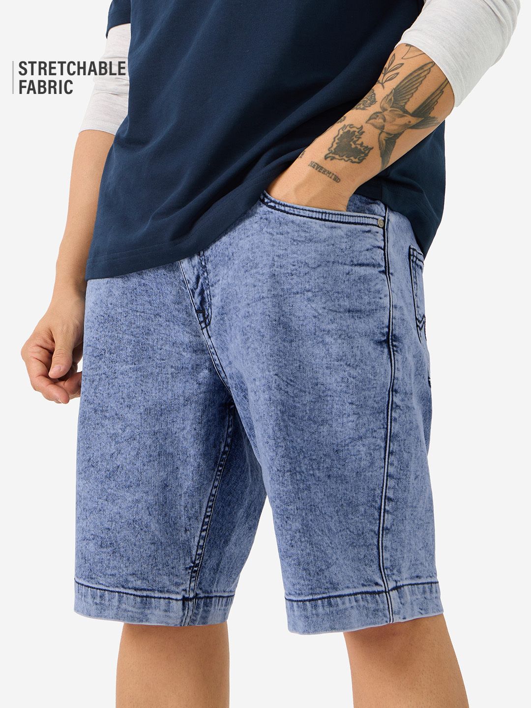 Denim: Blue Cloud Men Denim Shorts