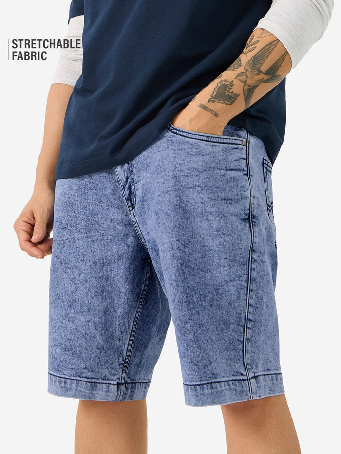 Denim: Blue Cloud Men Denim Shorts