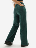 Corduroy Pants: Emerald Green Women Straight Pants