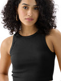 Ribbed Tank Top: Noir Women Knit Tops