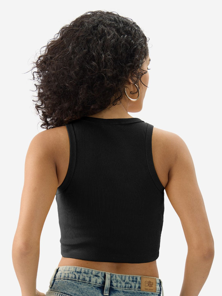Ribbed Tank Top: Noir Women Knit Tops