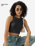 Ribbed Tank Top: Noir Women Knit Tops