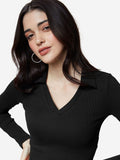 Essential Solids: Black Women Cropped Polos