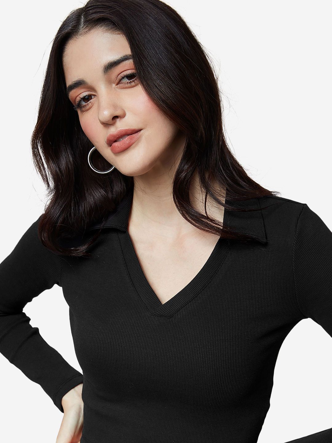 Essential Solids: Black Women Cropped Polos