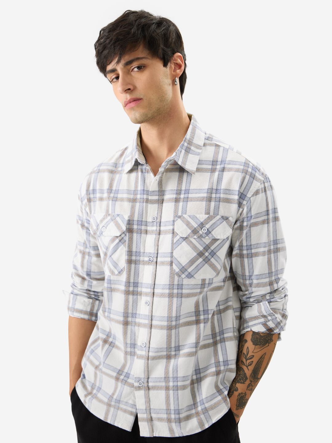 Plaid: Glacier Men Textured Shirts