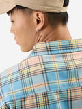 Plaid: Blue, Yellow Men Utility Shirts
