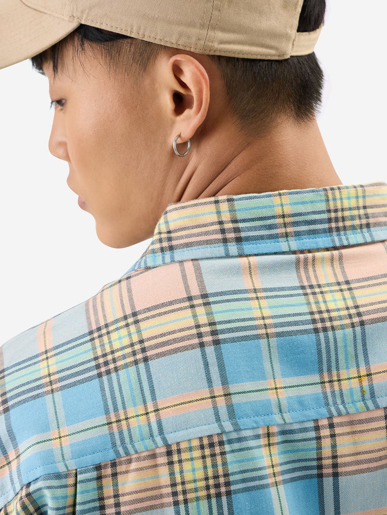 Plaid: Blue, Yellow Men Utility Shirts