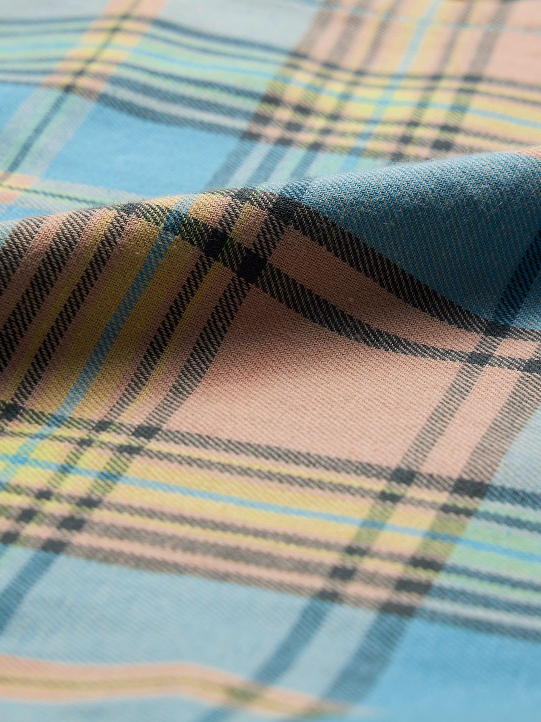 Plaid: Blue, Yellow Men Utility Shirts