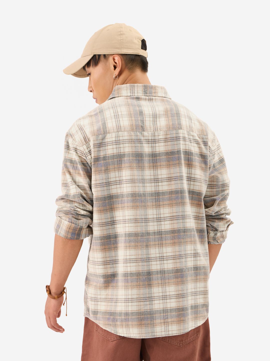 Plaid: Chestnut Men Textured Shirts