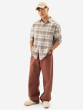 Plaid: Chestnut Men Textured Shirts