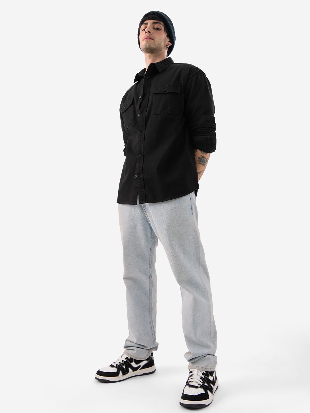 Solids: Mystic Black Men Utility Shirts
