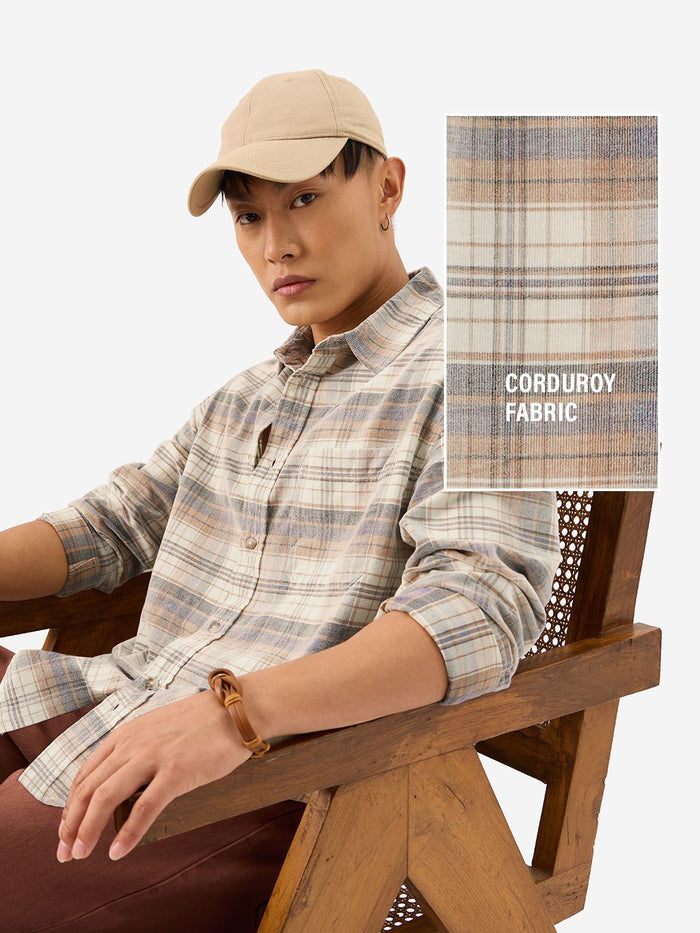 Plaid: Chestnut Men Textured Shirts