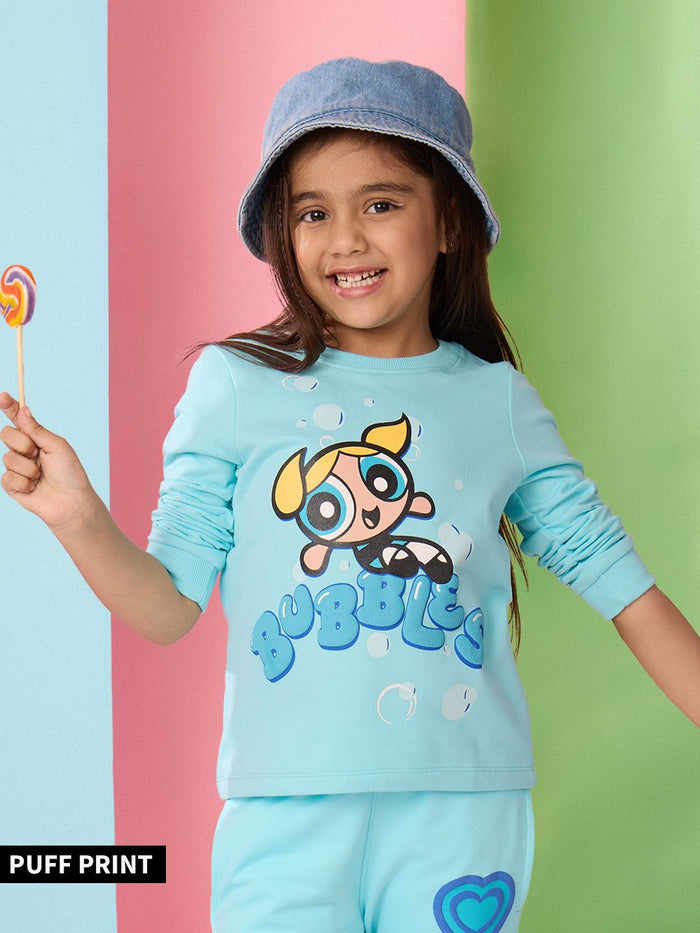 Powerpuff Girls: Girl Power Bubbles Girls Cotton Full Sleeve T-Shirts (2-8 Yrs)