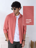 Textured Shirt: Coral Sand Men Textured Shirts
