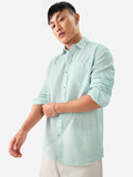 Cotton Linen: Ocean Blue Cotton Linen Shirts