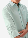 Cotton Linen: Ocean Blue Cotton Linen Shirts