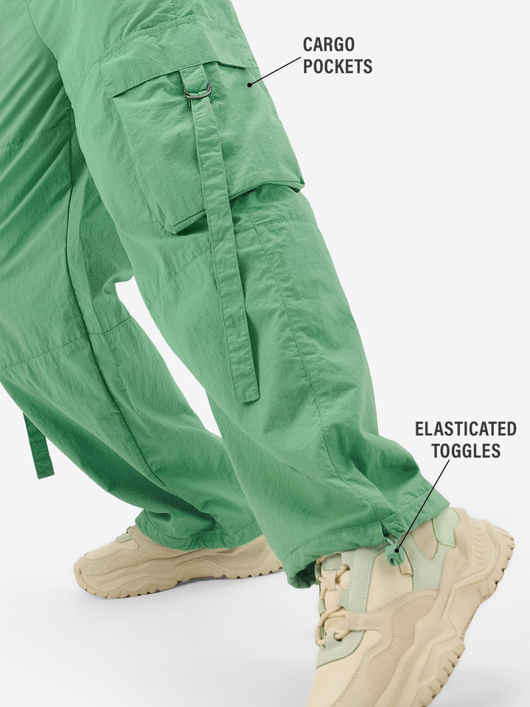 Parachute Pants: Kelly Green Women Baggy Pants