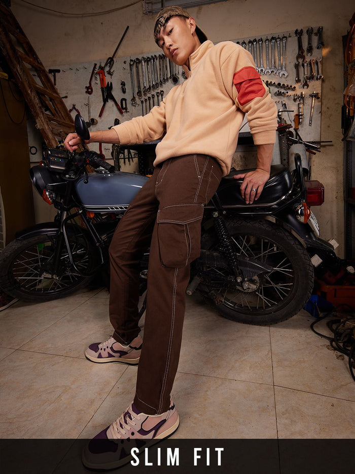 Solids: Chocolate Brown Men Cargo Pants