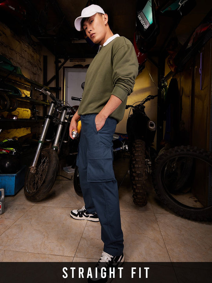 Ripstop Pants: Navy Blue Men Cargo Pants